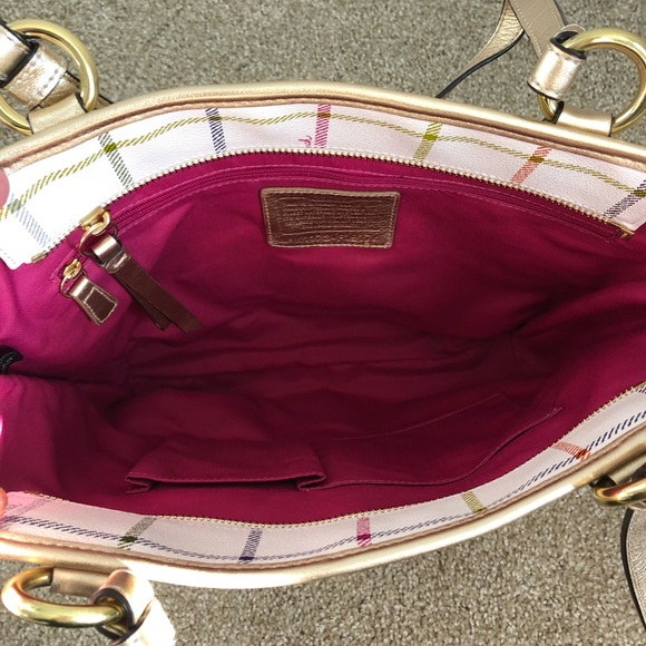 Coach Peyton Tattersall Multicolor Plaid Tote - Picture 5 of 6